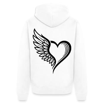 Angel Wings Herz-Logo - Unisex Premium Bio Zip Hoodie - Weiß - Hinten - Thijin (182cm)