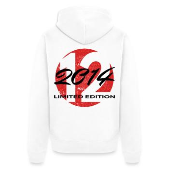 12th Birthday 2014 Boys and Girls Gift - Unisex Premium Organic Zip Hoodie - white - Back - Thijin (182cm)