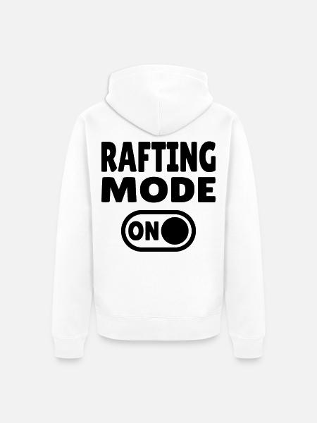 Rafting Mode ON – Wildwasser im Schlauchboot - Unisex Premium Bio Zip Hoodie - Weiß