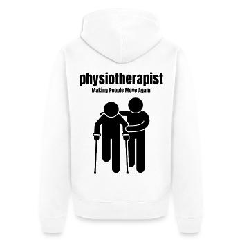 Kinésithérapeute – Faire bouger les gens à nouveau - Veste à capuche bio Premium Unisexe - blanc - Dos - Thijin (182cm)