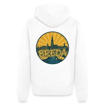 Emblème rétro vintage de Breda City Skyline - Veste à capuche bio Premium Unisexe - blanc - Dos - Thijin (182cm)
