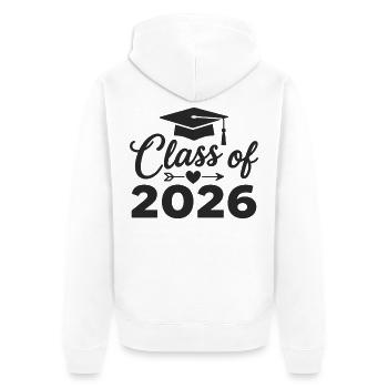 PROMOTION 2026 Diplômés Études de Fin d’Études - Veste à capuche bio Premium Unisexe - blanc - Dos - Thijin (182cm)