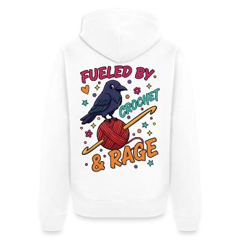 Fueled By Crochet And Rage Funny Crochet Lover - Unisex Premium Organic Zip Hoodie - white - Back - Thijin (182cm)