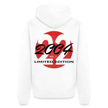 22e anniversaire 2004 cadeau pour hommes et femmes - Veste à capuche bio Premium Unisexe - blanc - Dos - Thijin (182cm)