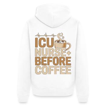Infirmière en soins intensifs avant la médecine Amante du café en première ligne - Veste à capuche bio Premium Unisexe - blanc - Dos - Thijin (182cm)