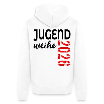 Geschenke zur Jugendweihe 2026 - Unisex Premium Bio Zip Hoodie - Weiß - Hinten - Thijin (182cm)