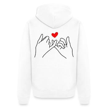 Promis au petit doigt Mains d’amour avec symbole de cœur - Veste à capuche bio Premium Unisexe - blanc - Dos - Thijin (182cm)