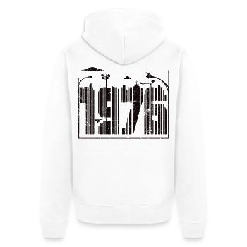 1976 Vintage - Unisex Premium Bio Zip Hoodie - Weiß - Hinten - Thijin (182cm)