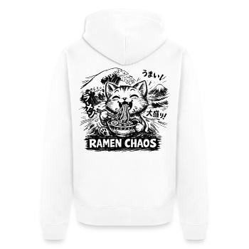Ramen Nouilles, Amoureux des Chats, Kats Kawaii Rétro - Veste à capuche bio Premium Unisexe - blanc - Dos - Thijin (182cm)