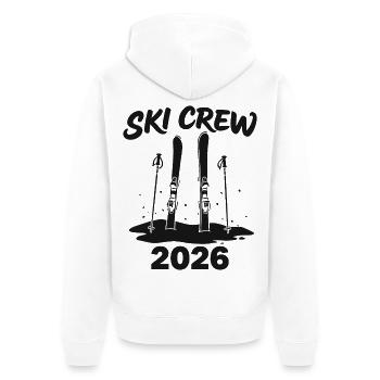 SKI CREW Winterurlaub und Apres Ski Outfit - Unisex Premium Bio Zip Hoodie - Weiß - Hinten - Thijin (182cm)