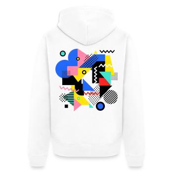 Geometric Color Explosion Pop Art - Unisex Premium Organic Zip Hoodie - white - Back - Thijin (182cm)