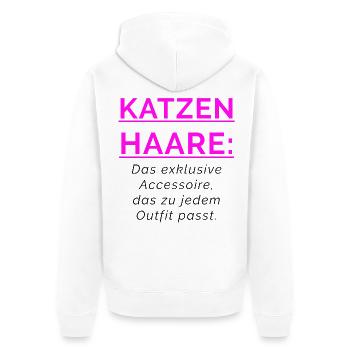 KATZENHAARE - Accessoire das zu jedem Outfit passt - Unisex Premium Bio Zip Hoodie - Weiß - Hinten - Thijin (182cm)