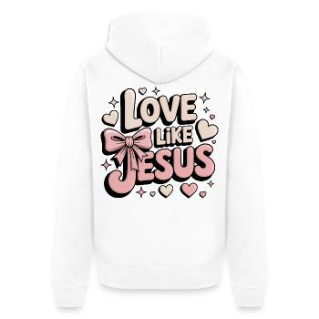 love like jesus - Unisex Premium Organic Zip Hoodie - white - Back - Thijin (182cm)