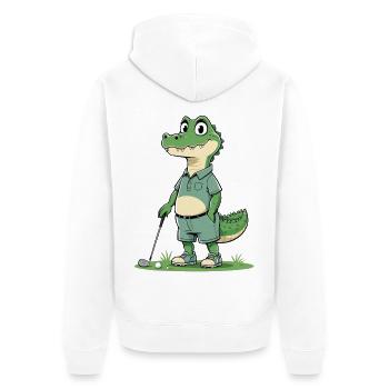 Alligator Golfheld im Casual-Look - Unisex Premium Bio Zip Hoodie - Weiß - Hinten - Thijin (182cm)