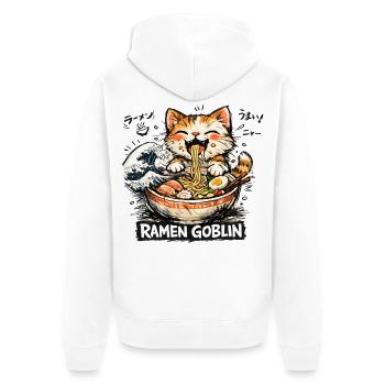 Ramen Nouilles, Amoureux des Chats, Kats Kawaii Rétro - Veste à capuche bio Premium Unisexe - blanc - Dos - Thijin (182cm)