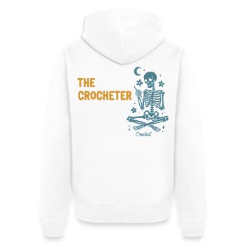 Funny Crochet Lover The Crocheter Skeleton Crochet - Unisex Premium Organic Zip Hoodie - white - Back - Thijin (182cm)