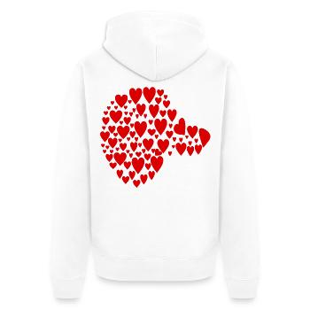 Dackel Hunde - Kopf Herz - Unisex Premium Bio Zip Hoodie - Weiß - Hinten - Thijin (182cm)