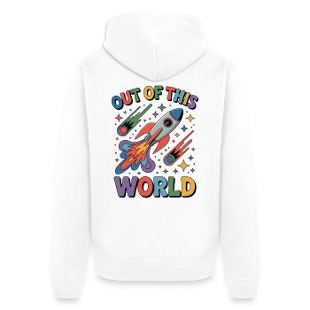 Out of This World - Unisex Premium Organic Zip Hoodie - white - Back - Thijin (182cm)