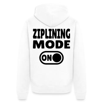 Ziplining Mode ON – Adrenalin an der Zipline - Unisex Premium Bio Zip Hoodie - Weiß - Hinten - Thijin (182cm)