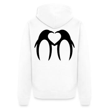 Pinguin Liebespaar Herz – Minimalistisches Design - Unisex Premium Bio Zip Hoodie - Weiß - Hinten - Thijin (182cm)