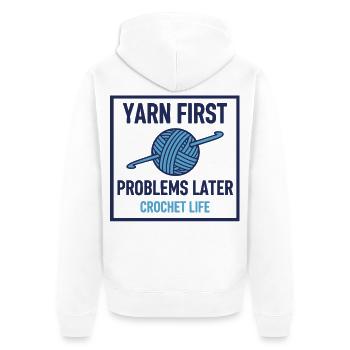 Vie au crochet : Première histoire de fil : premiers problèmes - Veste à capuche bio Premium Unisexe - blanc - Dos - Thijin (182cm)