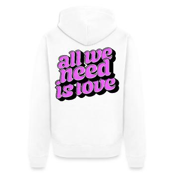 Liebe reicht: Retro Love Typo - Unisex Premium Bio Zip Hoodie - Weiß - Hinten - Thijin (182cm)
