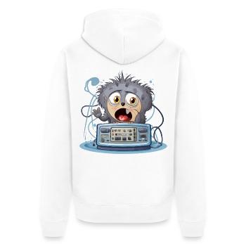 Cuddly Monster Boombox - Unisex Premium Organic Zip Hoodie - white - Back - Thijin (182cm)