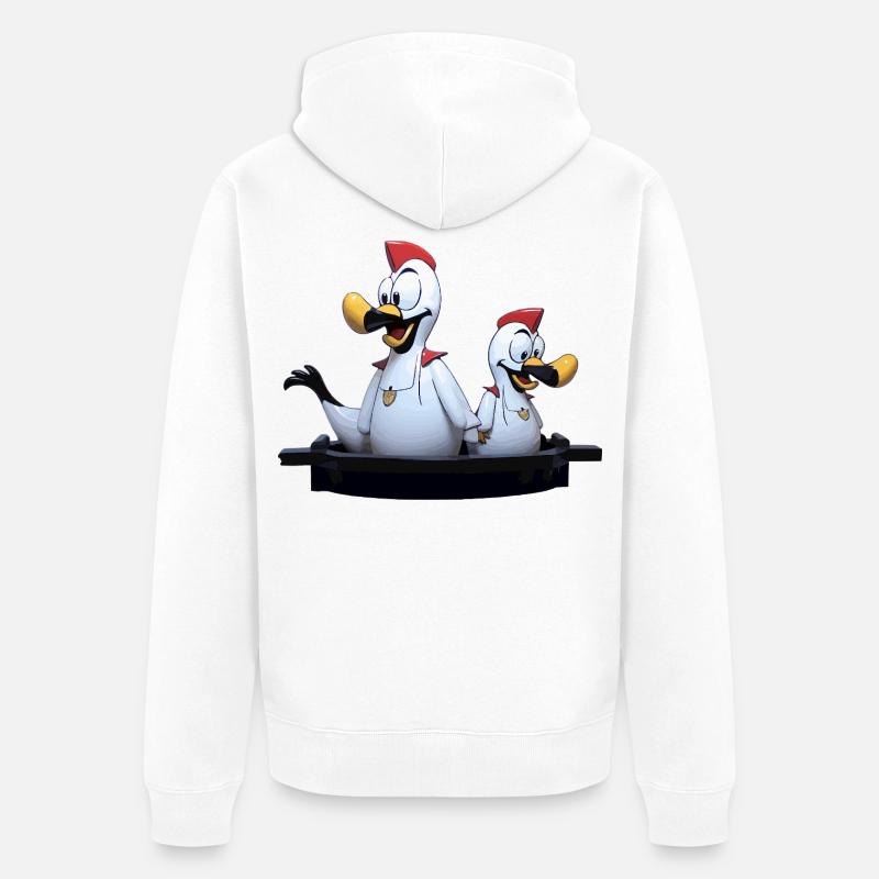 Duo de mouettes sur la jetée - Veste à capuche bio Premium Unisexe - blanc