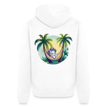 Sleeping unicorn in palm tree paradise - Unisex Premium Organic Zip Hoodie - white - Back - Thijin (182cm)