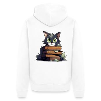 Pile de livres pour chats - Veste à capuche bio Premium Unisexe - blanc - Dos - Thijin (182cm)