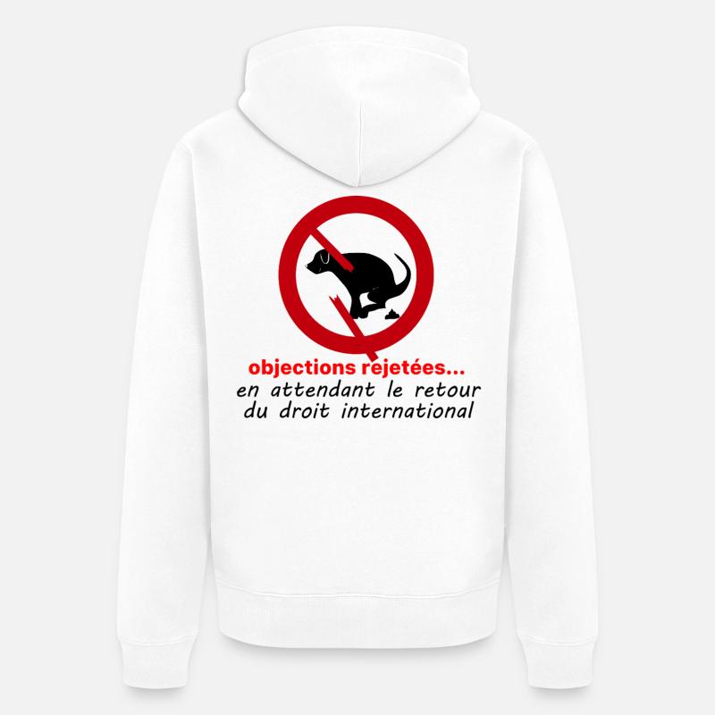 Objections_rejetees - Veste à capuche bio Premium Unisexe - blanc
