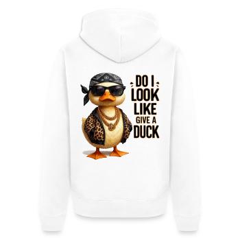 Do I Look Like I Give a Duck Ente - Unisex Premium Bio Zip Hoodie - Weiß - Hinten - Thijin (182cm)