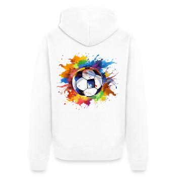 Fußball Ball Aquarell - Unisex Premium Bio Zip Hoodie - Weiß - Hinten - Thijin (182cm)