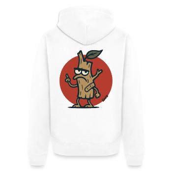 Grimmiger Baum Ast Baumstumpf mit Gesicht - Unisex Premium Bio Zip Hoodie - Weiß - Hinten - Thijin (182cm)
