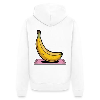 Cartoon banana on yoga mat - Unisex Premium Organic Zip Hoodie - white - Back - Thijin (182cm)