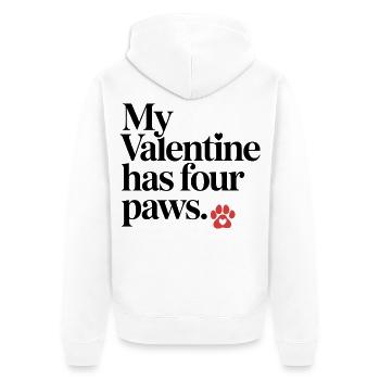 My Valentine Has Four Paws Shirt – Cute Pet Lover  - Unisex Premium Organic Zip Hoodie - white - Back - Thijin (182cm)