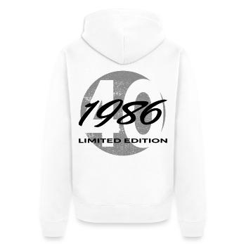 40e anniversaire 1986 cadeau pour hommes et femmes - Veste à capuche bio Premium Unisexe - blanc - Dos - Thijin (182cm)