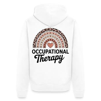 Regenbogen Herz Therapie Motiv - Unisex Premium Bio Zip Hoodie - Weiß - Hinten - Thijin (182cm)