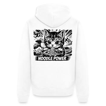 Kawaii Neko Ramen Cat Noodle Anime - Unisex Premium Organic Zip Hoodie - white - Back - Thijin (182cm)
