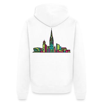 Coventry City Skyline Cathedral Ruins Line Art - Unisex Premium Organic Zip Hoodie - white - Back - Thijin (182cm)