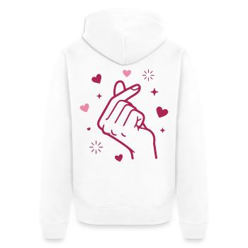 Kpop Koreanische Musik Niedliche Finger Herz Liebe Korea - Unisex Premium Bio Zip Hoodie - Weiß - Hinten - Thijin (182cm)