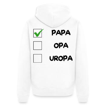 PAPA Checklist - Unisex Premium Organic Zip Hoodie - white - Back - Thijin (182cm)