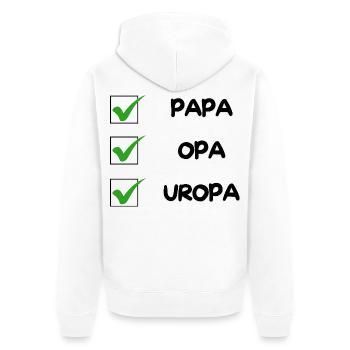 UROPA Checklist - Unisex Premium Organic Zip Hoodie - white - Back - Thijin (182cm)