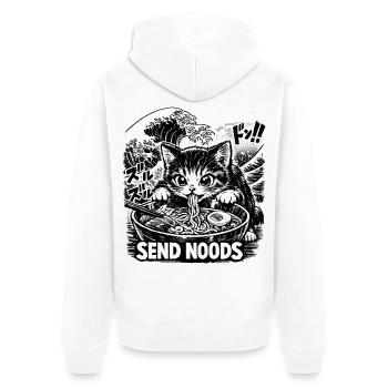 Send Noods Katze Ramen Kawaii - Unisex Premium Bio Zip Hoodie - Weiß - Hinten - Thijin (182cm)