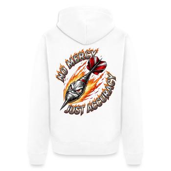 Feuerdart No Mercy Just Accuracy - Unisex Premium Bio Zip Hoodie - Weiß - Hinten - Thijin (182cm)