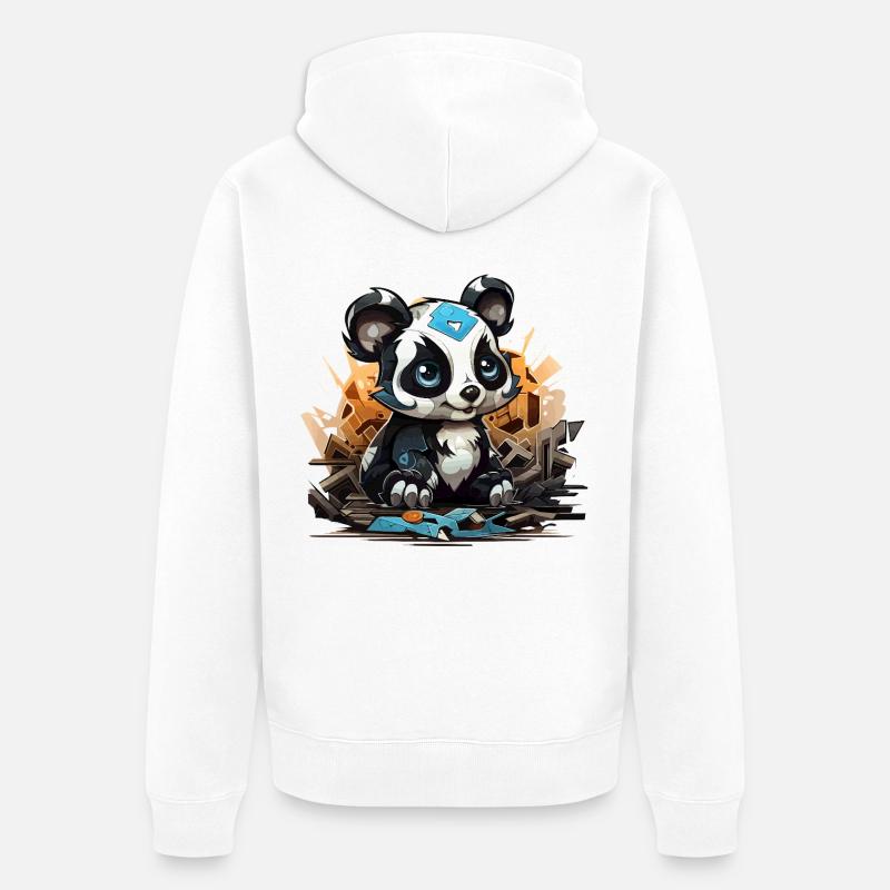 Charme de bloc de construction Panda - Veste à capuche bio Premium Unisexe - blanc