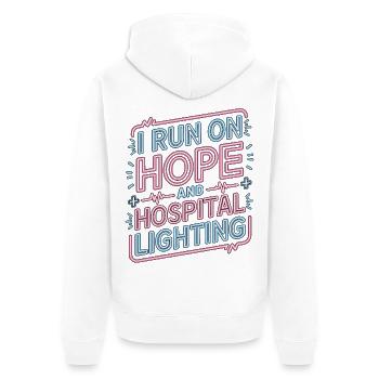 Oncology Nurse I Run On Hope And Infusion Nurse - Unisex Premium Bio Zip Hoodie - Weiß - Hinten - Thijin (182cm)
