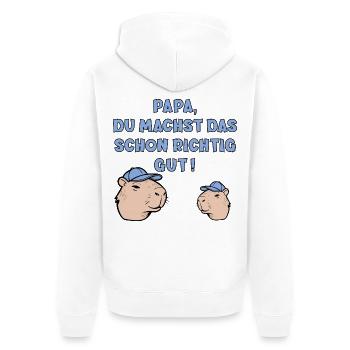 PAPA KIND -VATERTAG CAPYBARA - Unisex Premium Bio Zip Hoodie - Weiß - Hinten - Thijin (182cm)