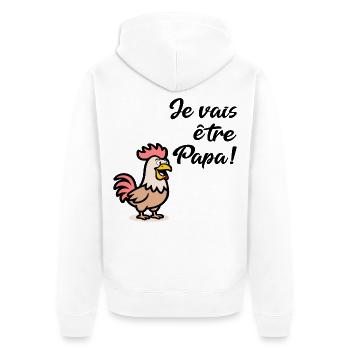 Hühner Papa Hühner - Unisex Premium Bio Zip Hoodie - Weiß - Hinten - Thijin (182cm)