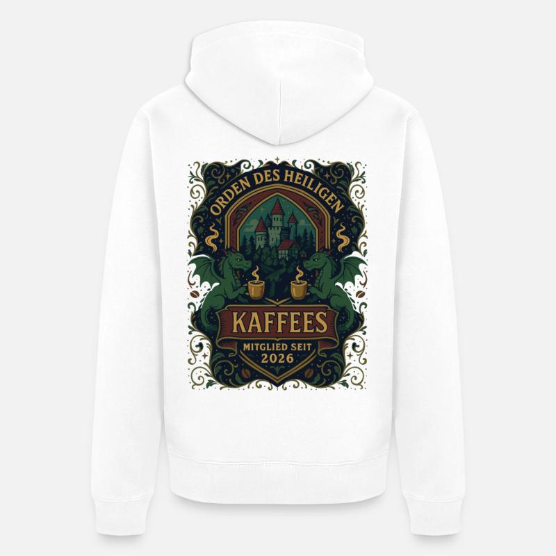 Ordre du Saint-Café | Membre 2026 - Veste à capuche bio Premium Unisexe - blanc